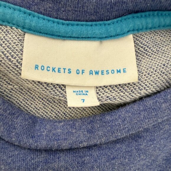 Rockets of Awesome Blue Shark Patrol Raglan Crew Neck Long Sleeve Sweatshirt Top - Picture 3 of 6